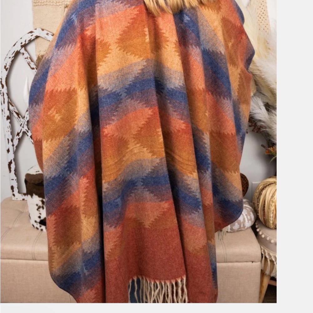 Multicolor Geometric Patterned Shawl - Picture 2 of 4